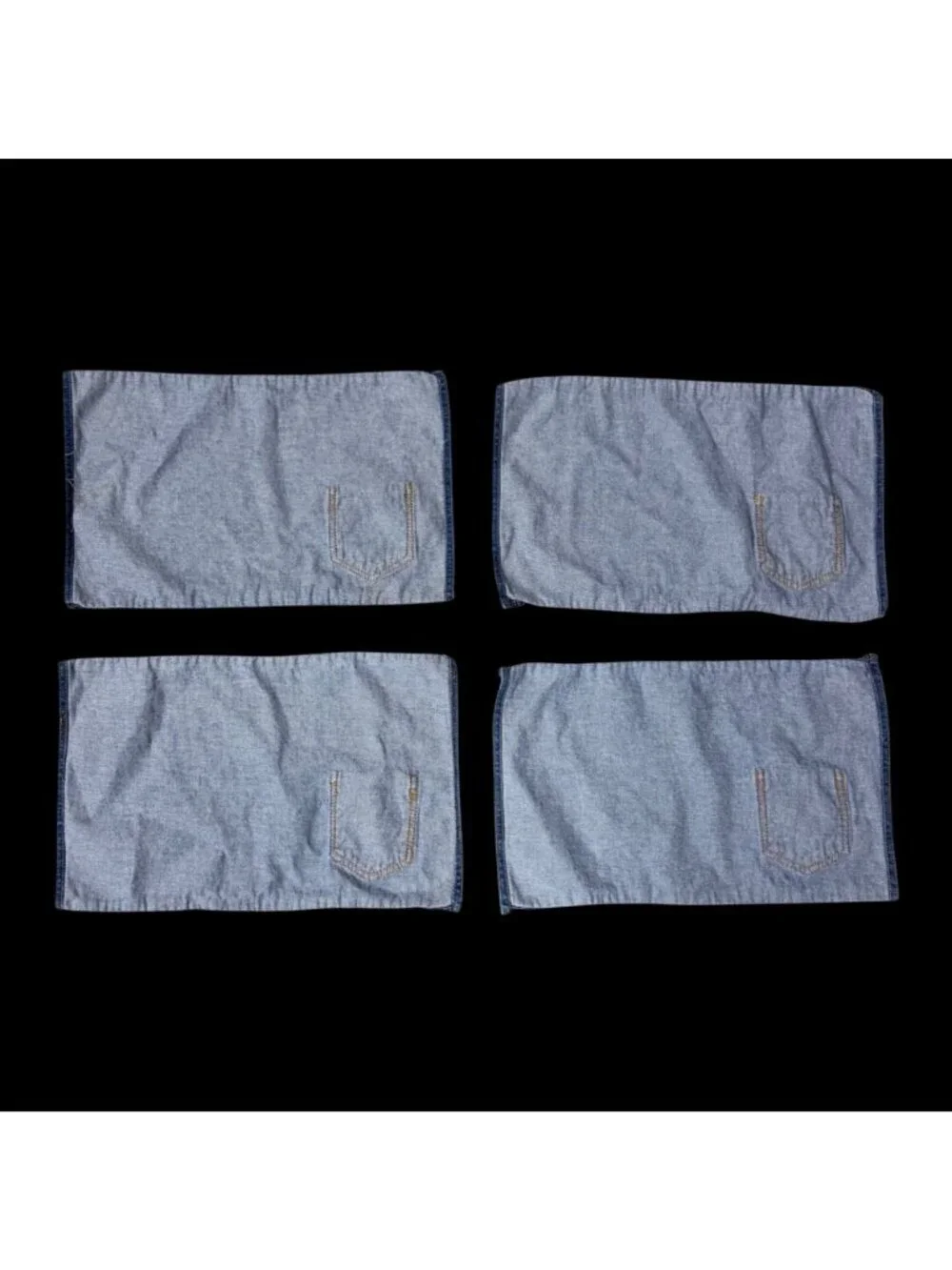 Vintage Placemats Handmade Denim Pockets County Western Retro Table Linens Blue